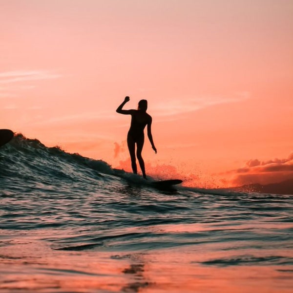 Sunset Surf Digital Print Photo Download, Silhouette Surfer Art photo, Surf Ocean Home Decor Poster, Beautiful Surf, Peaceful Sunset,