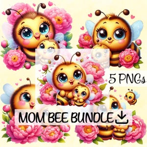 Mãe Abelha PNG Designs Clipart Pacote de Transferência de Abelhas Abelha Ocupada Transferência BumbleBee Download Instantâneo Abelha de Mel Arte Digital Dia das Mães Presente de Artesanato DIY