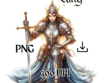 Christliche Kriegerin Clipart, Gebetsdesign (PNG Digital Download)