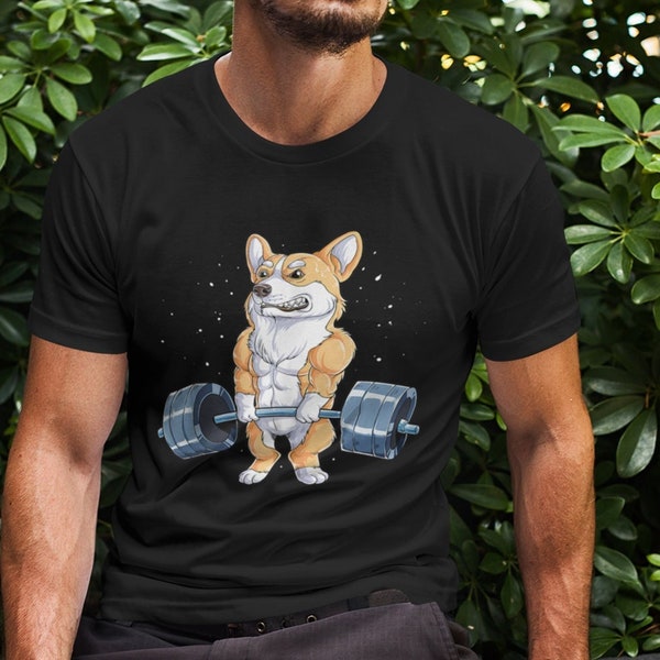 Corgi Deadlifting Gym T-Shirt Featuring a Funny Workout Design, Animal Lover shirt