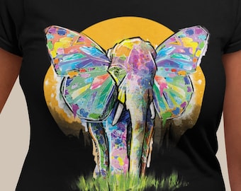 Elefantenliebe: Zeigen Sie Ihre Zuneigung mit diesem Aquarell-Elefanten-T-Shirt, Geschenk für Elefantenliebhaber, bequeme Mode.