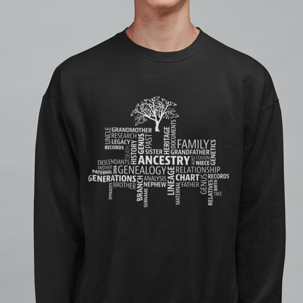 Discover Your Roots, Genealogy and Ancestry Word Cloud Research T-Shirt, Family Tree shirt, Family Connections shirt