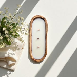 Wooden Dough Bowl Candle