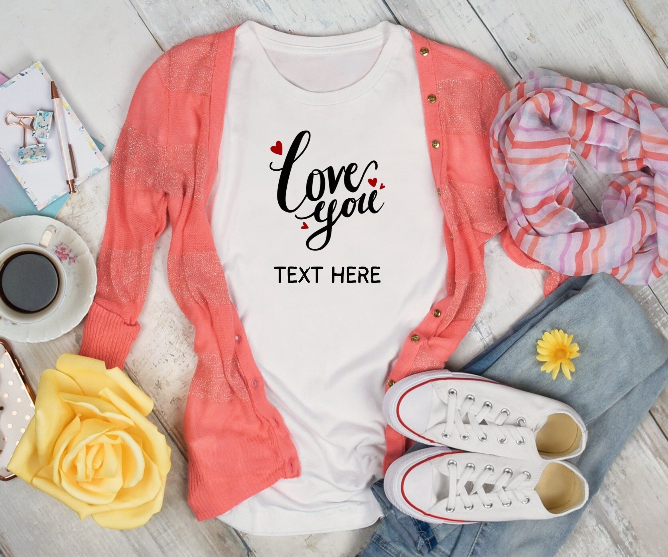 Personalised Love You Shirt, Love shirt, Valentines Day shirt, Cute, Valentines Day Gift For Her, women's valentine tee