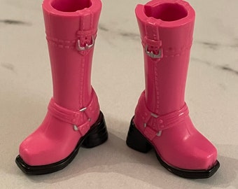 Vintage My Scene Barbie Pink and Black Motorcycle Boots