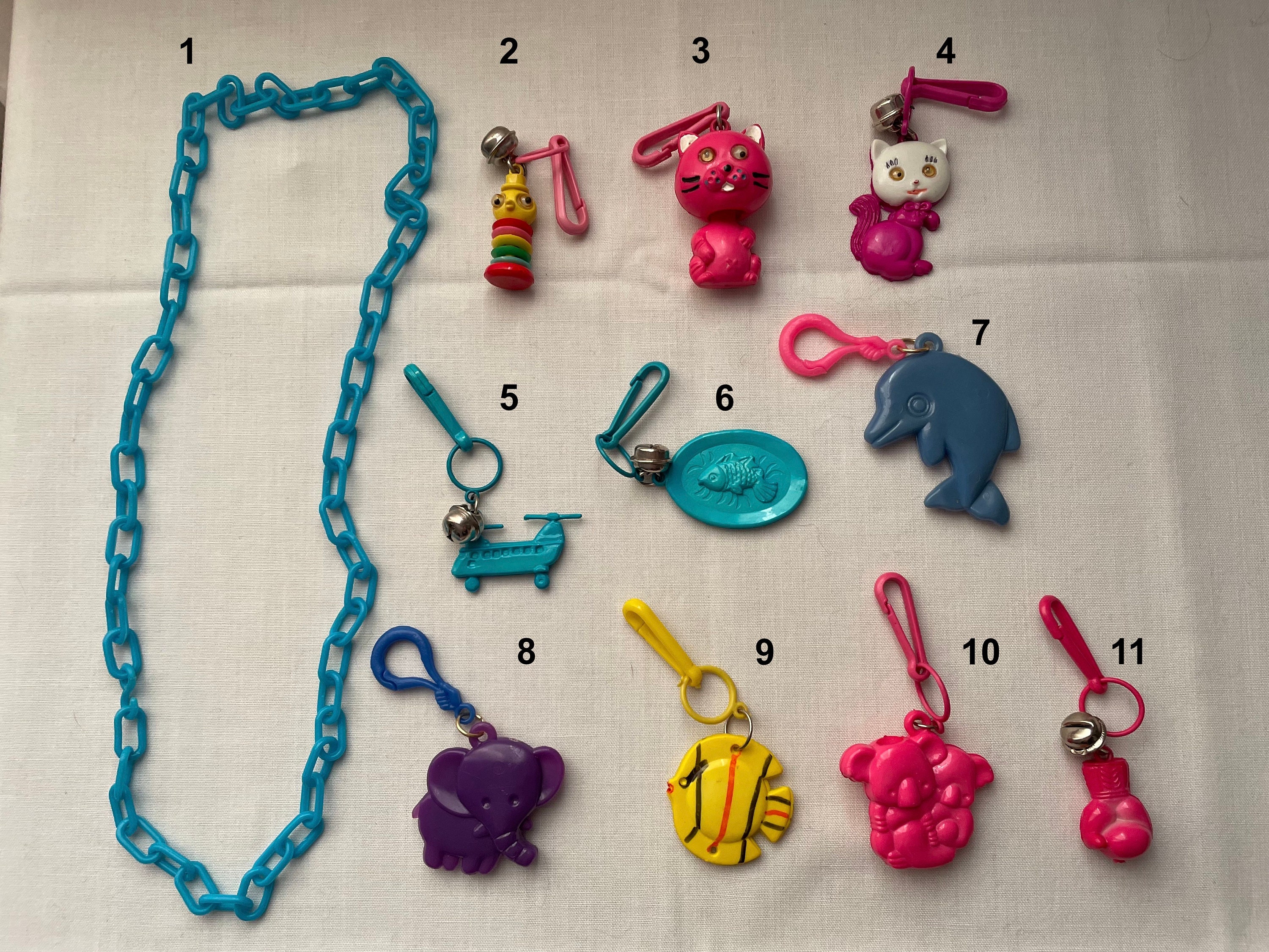 1980's VINTAGE Plastic Charms EB Necklace 15 Charm 80cm Retro Girls  Birthday Party Dressing Childhood Favorite Carnival Gift - AliExpress