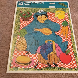 Vintage Sesame Street Cookie Monster Whitman Frame Tray Puzzle - Factory Sealed - 1979