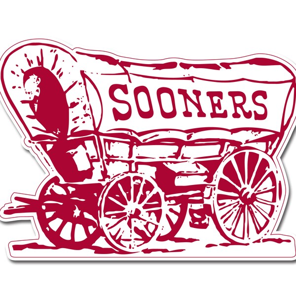 Oklahoma Sooners Wagon Logo Sticker | Oklahoma vinyl Decal