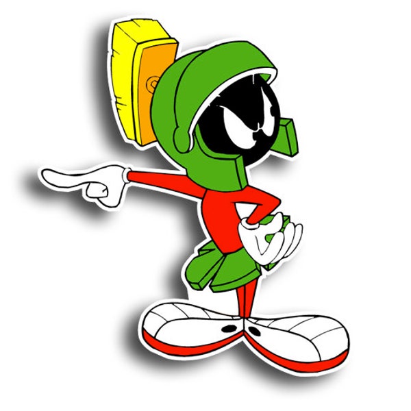 Marvin Martian POINTING Looney Tunes Vinyl Sticker | Marvin the Martian Looney Tunes Decal