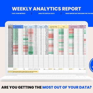 Weekly Analytics Tracker, Google Sheets Template For Shopify, WooCommerce and eCommerce Store Data