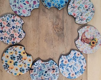 Florale Auto Untersetzer, 2er Set : Neopren Getränkehalter Zubehör