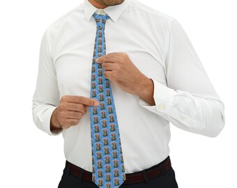 Best Life Ever Cheetah Necktie, Light Blue