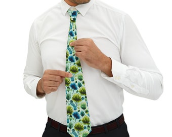 Blue and Green Floral pattern Necktie