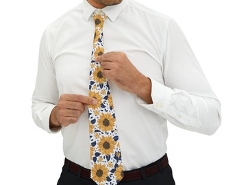 Sunflower & Blue Necktie Design, Business Tie, Jehovah Witness Necktie, Trendy Floral Necktie