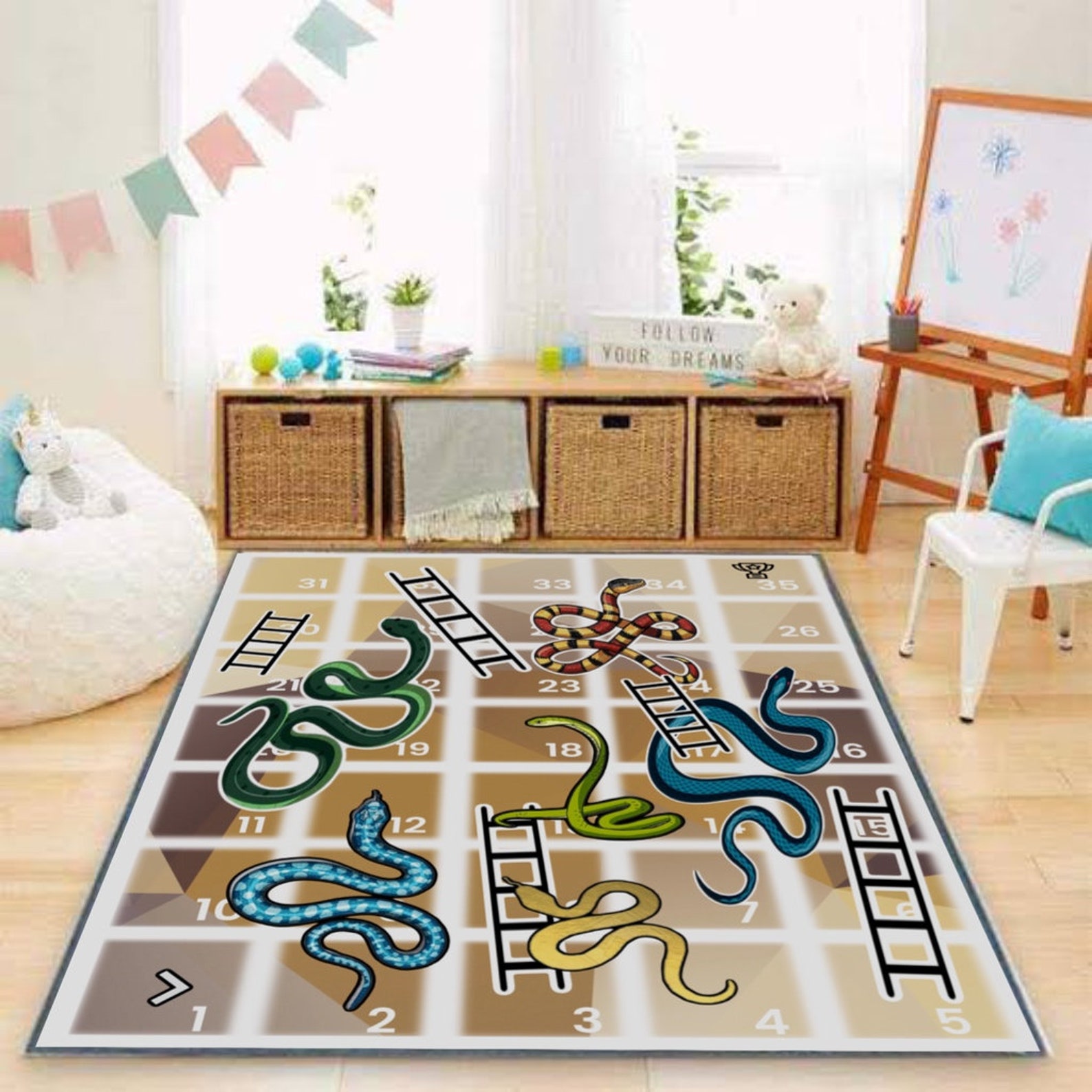 Large Rugs Game Giant Snakes and Ladders. Life-size Board Game Area Rug. Best Family ...
