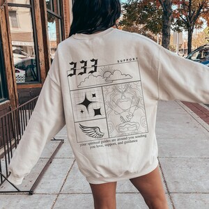 333 Angel Number Sweatshirt for Women Trendy Sweatshirt 333 Cute Graphic Sweatshirt VSCO Sweatshirt Words on back Sweatshirt Gift for her
