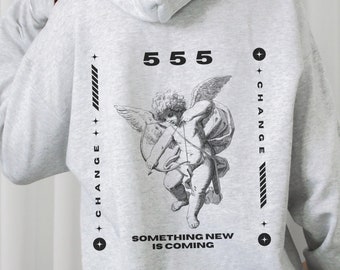 555 Angel Number Hoodie - Trendy Y2K Aesthetic, Witchy Streetwear