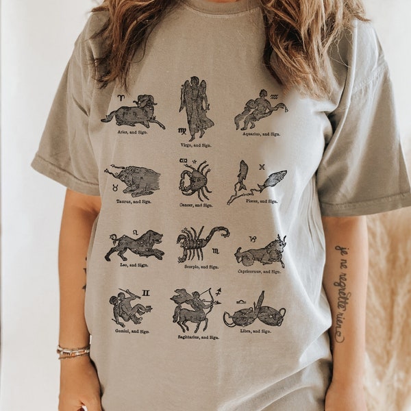 Zodiac Signs Shirt Horoscope T Shirt for Women Trendy Graphic Tee Unisex T Shirt Trendy Graphic Tee Zodiac Gift for her Astrology Shirt