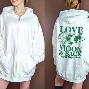 Zip up hoodie Y2K-To the Moon and Back Sweatshirt-Positive and Inspirational