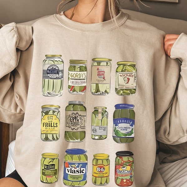 Pickle Sweatshirt Gift for Pickle Lover Gift Vintage Pickle Jar Sweatshirt with Pickle Graphic Shirt Pickle gift for Gardener