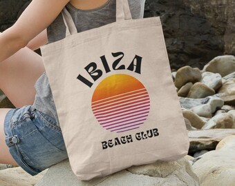Ibiza Canvas Tote Bag Aesthetic Bag for Women Shoulder Bag