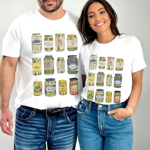 Pickle Shirt for Pickle lover Gift for her Canned Pickle T Shirt with Pickles Graphic Tee Vintage Canned Pickle Jar Tee Pickle lover shirt White