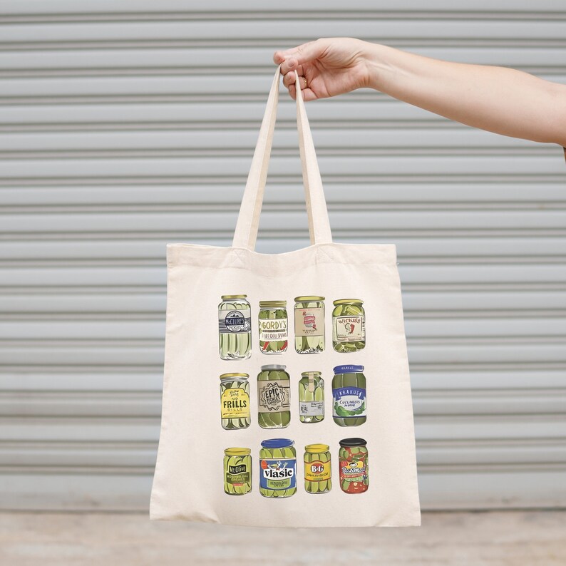 Pickle Cucumber Print Pattern Leather Tote Bag main image 0