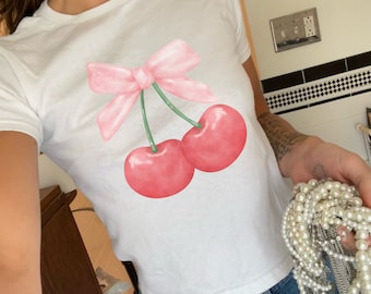 Camisa coqueta Cherry Top Preppy Stuff Y2K Baby Tee Y2k Downtown Girl Gen Z camisa Cherry Shirt