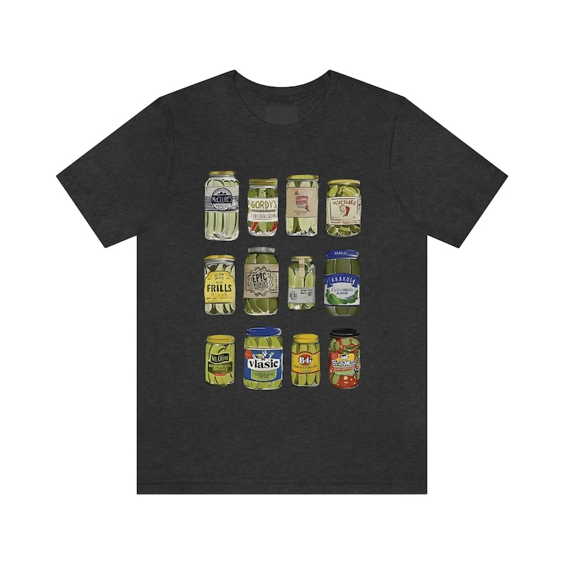 Pickle Shirt for Pickle lover Gift for her Canned Pickle T Shirt with Pickles Graphic Tee Vintage Canned Pickle Jar Tee Pickle lover shirt Dark Grey Heather
