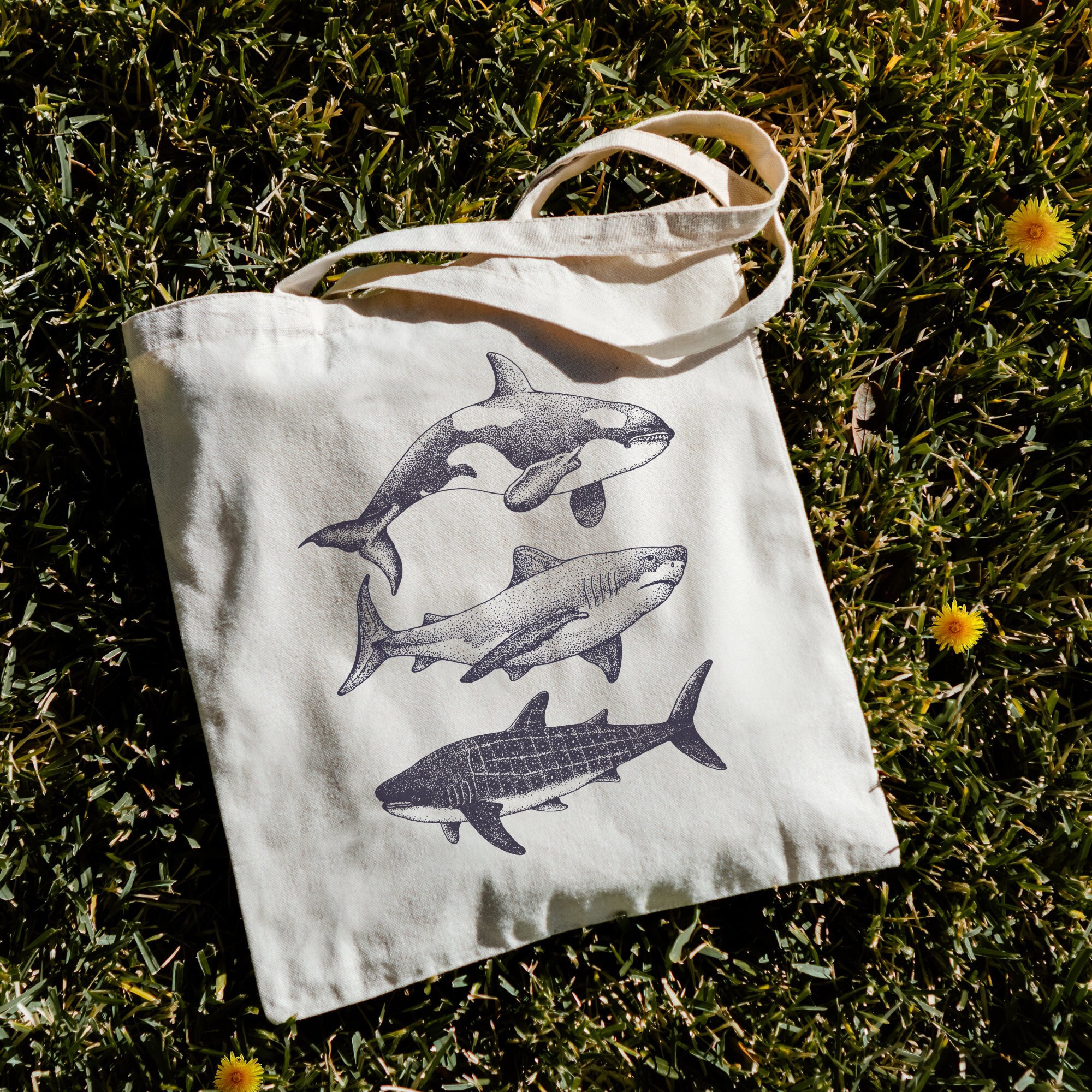 Inktastic Cute Whale Shark Knitting Tote Bag 