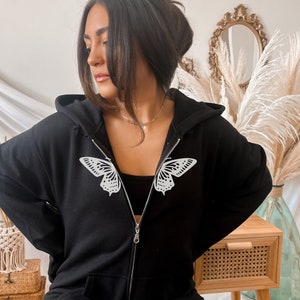 Zip up Hoodie y2k Sweatshirt Butterfly Hoodie Womens Trendy Hoodie Zip up y2k Streetwear Hoodie Sweatshirt with butterfly womens sweatshirt