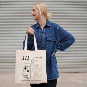 111 Angel Number Canvas Tote Bag Reusable Bag Aesthetic Bag for Women Shoulder Bag Retro Tote Bag Canvas Bag Shopping Bag Grocery Bag