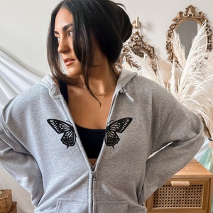 Zip up Hoodie y2k Sweatshirt Butterfly Hoodie Womens Trendy Hoodie Streetwear Hoodie Sweatshirt with butterfly