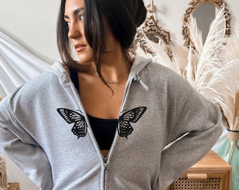 【X-girl】BUTTERFLY ZIP UP HOODIE X-girl - BUTTERFLY ZIP UP HOODIE / ブラック | Tempt