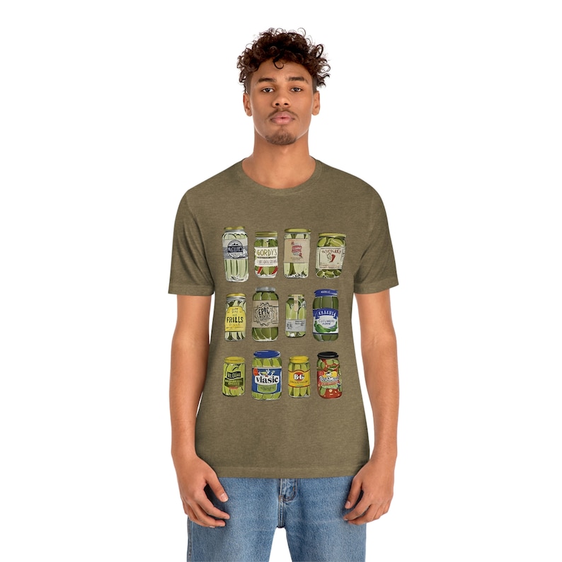 Pickle Shirt for Pickle lover Gift for her Canned Pickle T Shirt with Pickles Graphic Tee Vintage Canned Pickle Jar Tee Pickle lover shirt Heather Olive