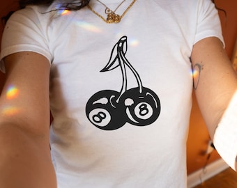 Y2K Baby T-shirt Y2k Downtown Girl Gen Z-tröja 8 Ball-tröja 8 Ball Cherry-tröja