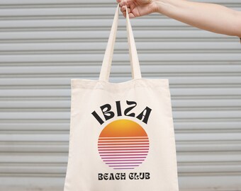 Ibiza Canvas Tote Bag Aesthetic Bag for Women Shoulder Bag