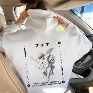 777 Angel Number Hoodie and Sweater for Women Trendy Hoodie Y2K Aesthetic Y2K Hoodie Streetwear Witchy Hoodie Angel Numbers Mystical