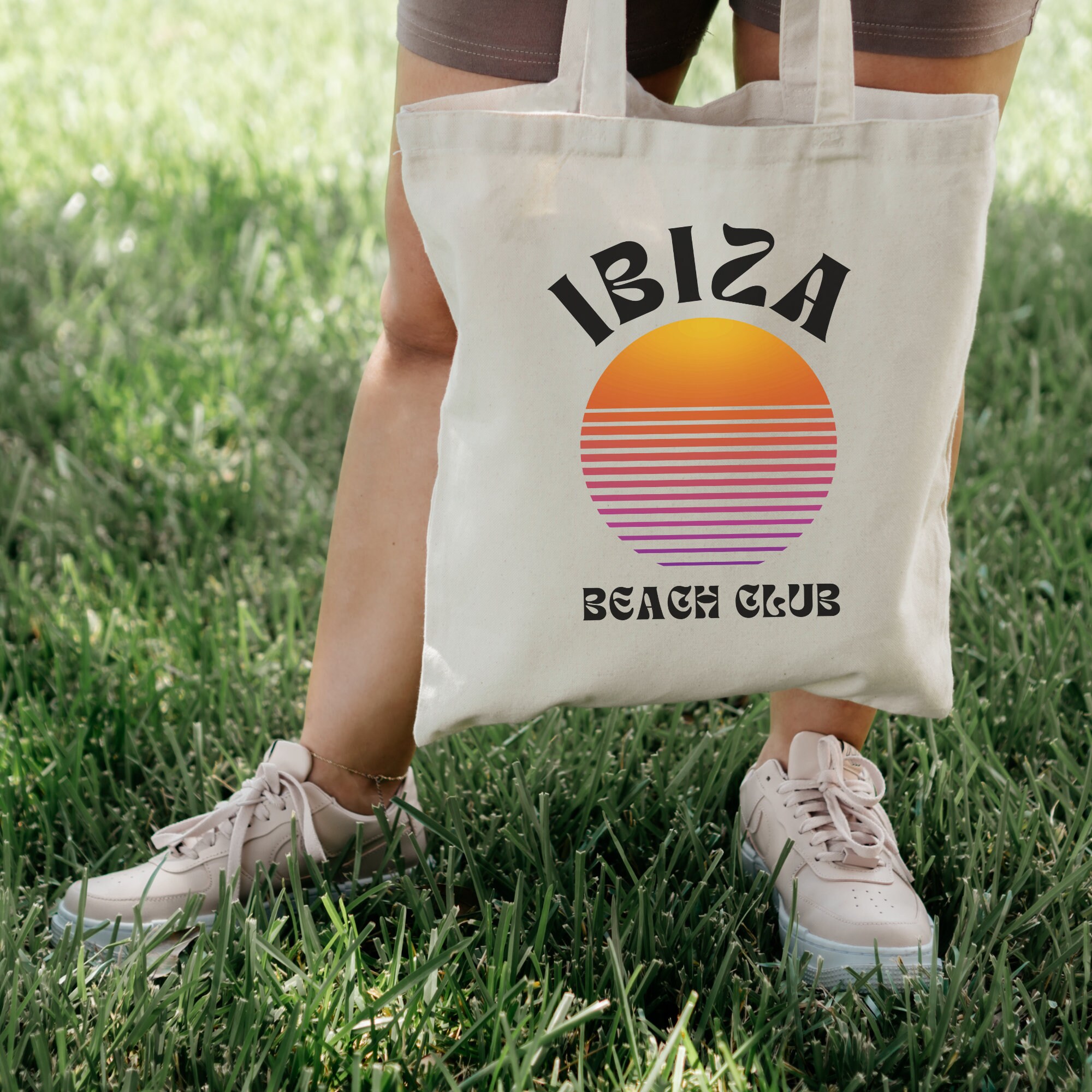 Ibiza Canvas Tote Bag Aesthetic Bag for Women Shoulder Bag