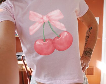 Camisa coqueta Cherry Top Preppy Stuff Y2K Baby Tee Y2k Downtown Girl Gen Z camisa Cherry Shirt