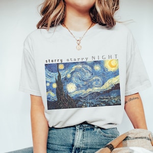 Vincent Van Gogh T Shirt Starry Night Shirt Van Gogh T Shirt Art lover Shirt Famous Art Painting Crewneck Trendy Art Aesthetic Clothing