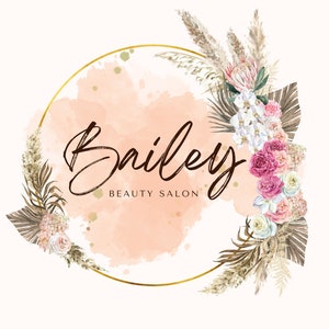 Premade Logo, Boho Floral Logo Design, Beauty Logo, Watercolor Logo, Business Branding SD100