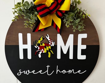 Maryland Door Hanger | Hostess Gift | Maryland Wreath | Maryland Home Decor | Home Sweet Home Maryland Wreath | Maryland Flag Crab