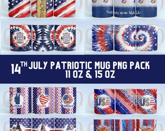 10 patriotic mug design png for 11 & 15 oz cricut ready to press mug bundle, 4th July mug design, patriotic mug digital download, commercial