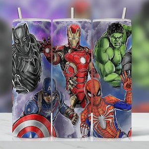 Superhero Tumblers Designs Super Hero Designs Kids Tumbler Designs Super Hero comics Tumbler png SEAMLESS PATTERN 20oz 300DPI image 1