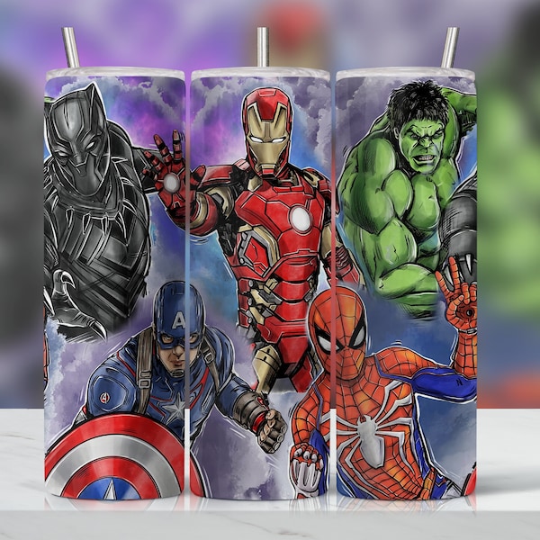 Superhero Tumblers Designs | Super Hero Designs | Kids Tumbler Designs | Super Hero comics Tumbler png | SEAMLESS PATTERN | 20oz 300DPI