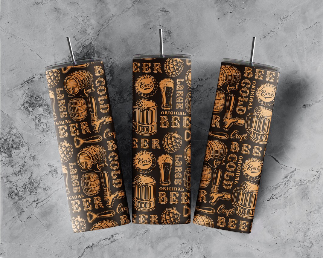 Beer Sublimation Design Seamless Wrap Beer Tumbler 20oz 30oz Tumbler Wraps Tumbler Design Soda