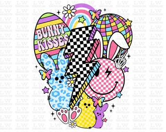 Retro Easter Ready for Press DTF Transfer T- shirt Transfers, Direct to Film Transfer, Bunny Ears and eggs Designs for Spring - E77