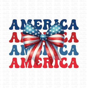 Coquette America Ready to Press Direct to Film Transfer, USA DTF Heat Transfer, Red, White, Blue, America, Fourth, 4th of July, 4th42