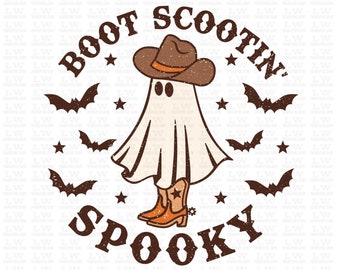 Boot Scootin Spooky Halloween DTF Transfers Ready To Press, Fall Direct To Film Transfer, Ready to Press SUBLIMATION Print #H33